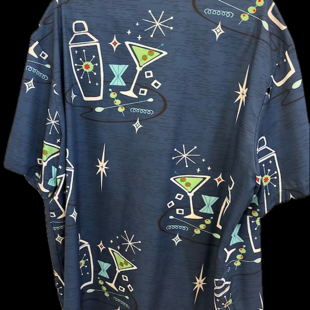 Hardaddy Retro Cocktail Button Front Short Sleeve Blue Shirt Size 3XL NWT - Picture 3 of 4